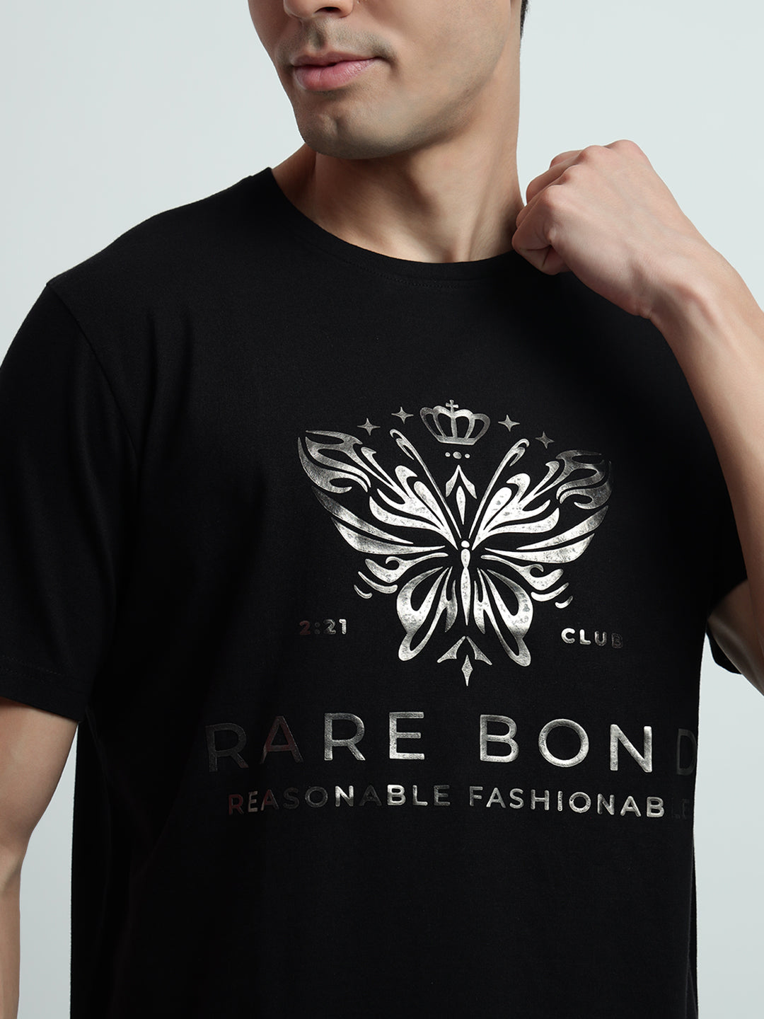 Rarebond's Butterfly Black Half Sleeve Comfort Fit T-Shirt