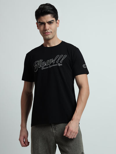 Rarebond's Rare Flow Black Half Sleeve Comfort Fit T-Shirt