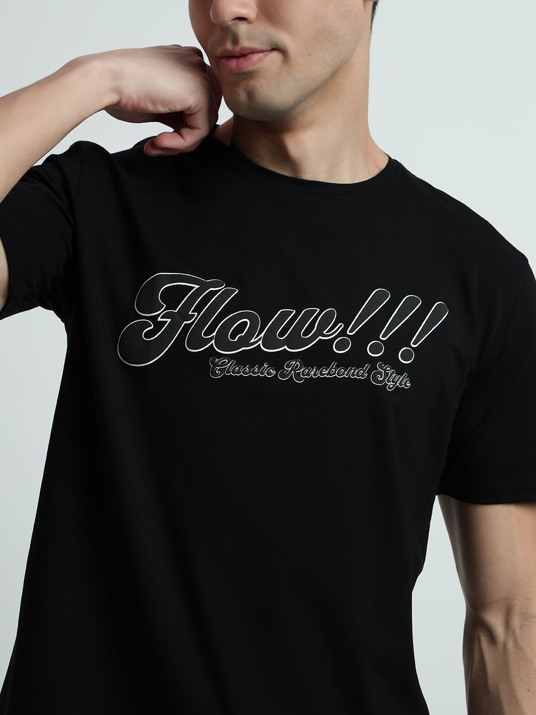 Rarebond's Rare Flow Black Half Sleeve Comfort Fit T-Shirt