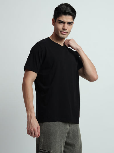 Rarebond Cloud Black Half Sleeve Comfort Fit T-shirt