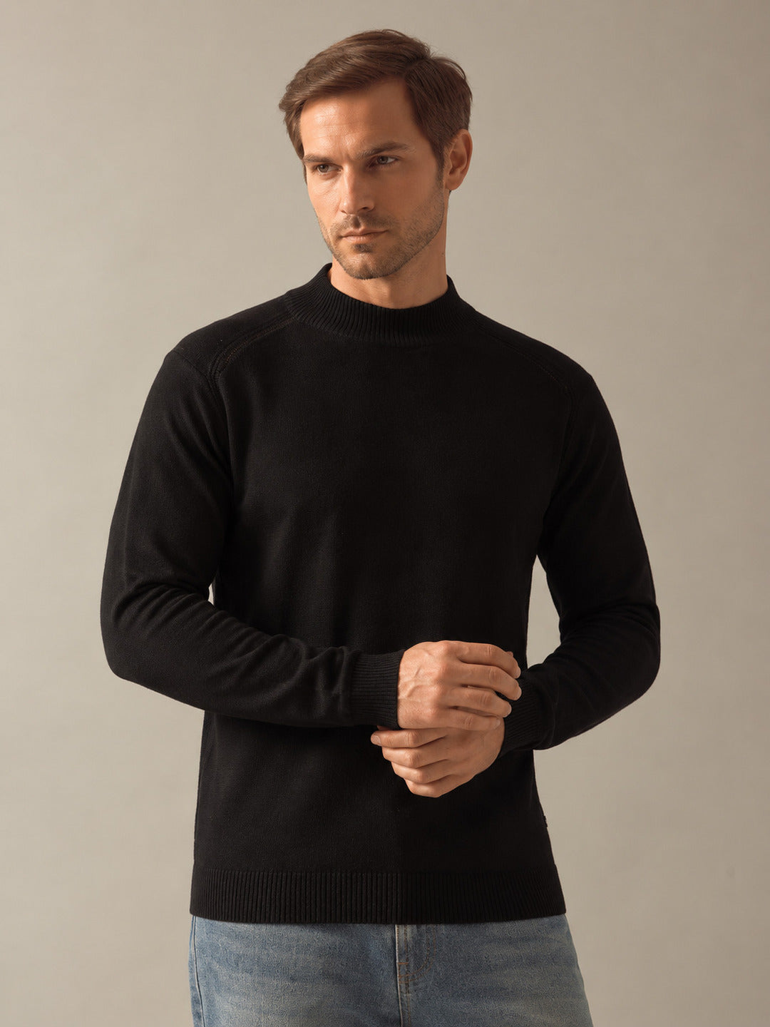 Rarebond's Nimbus Men's Black Knitted High Neck