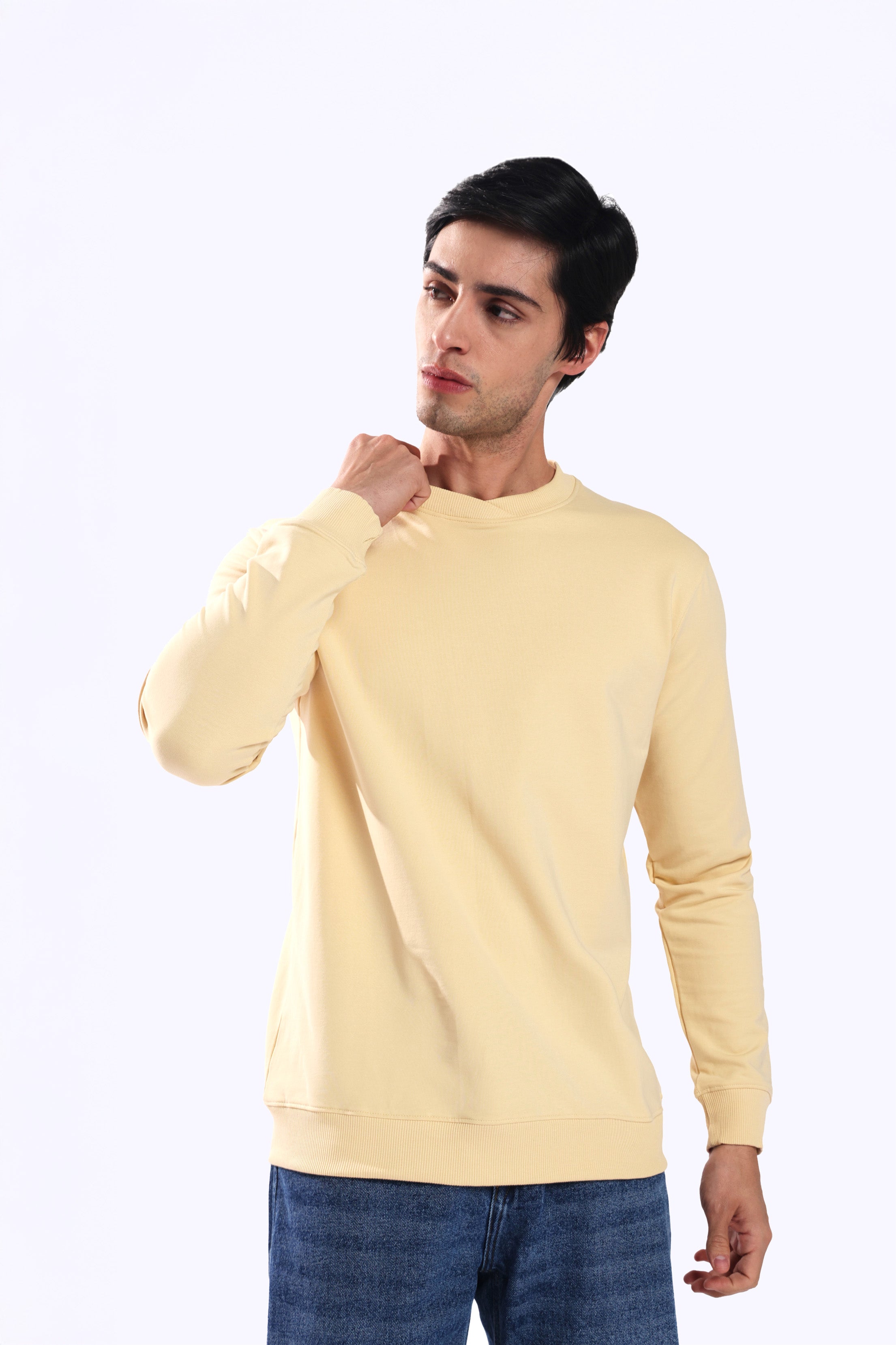 Rarebond's Yellow Full Sleeve Comfort Fit Round Neck Sweatshirt