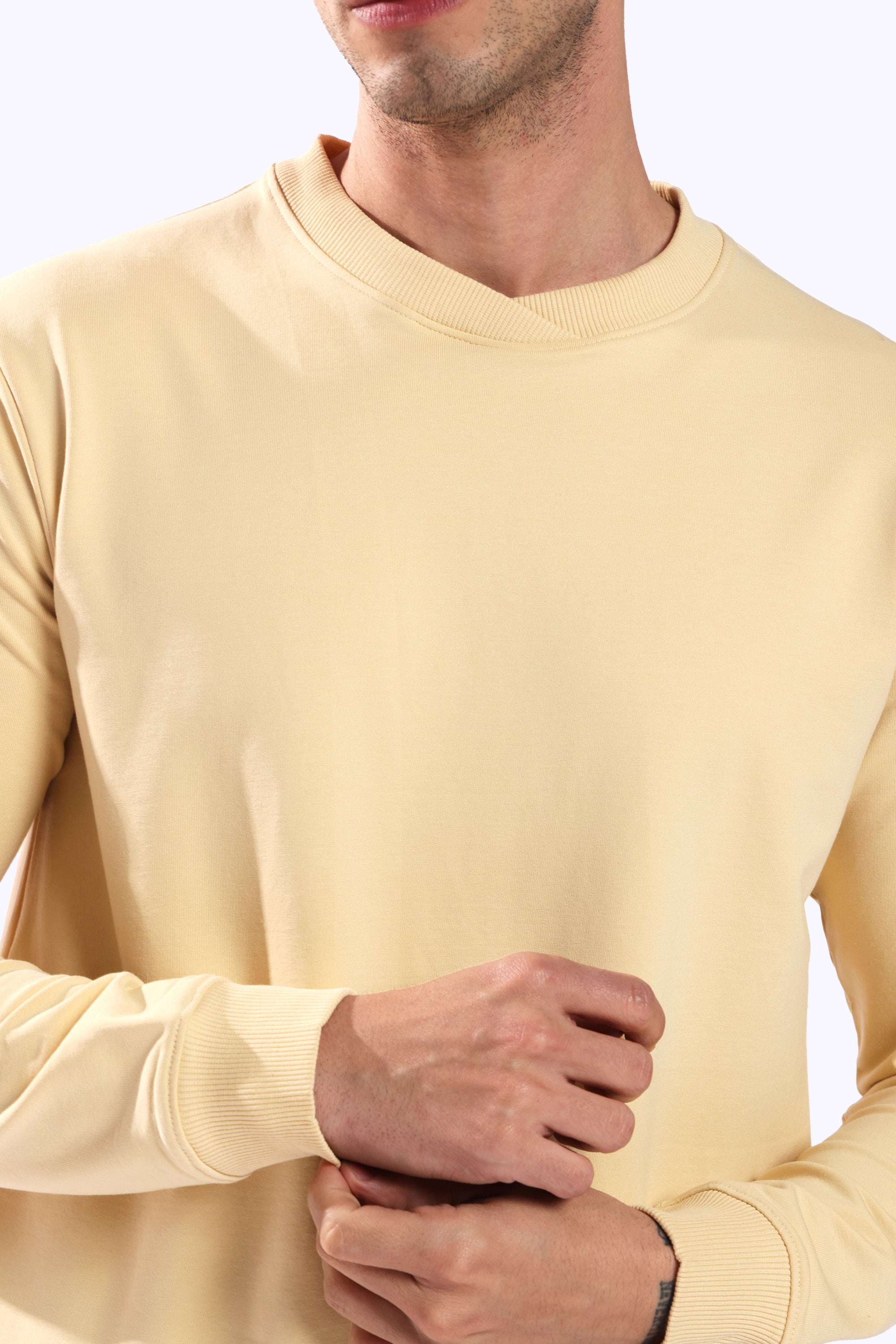 Rarebond's Yellow Full Sleeve Comfort Fit Round Neck Sweatshirt