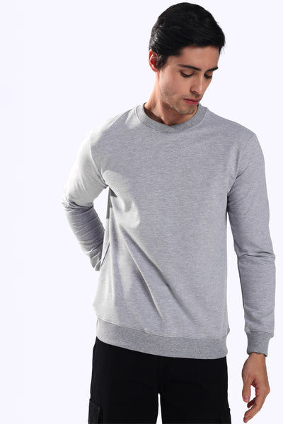 Rarebond's Grey Melange Full Sleeve Comfort Fit Round Neck Sweatshirt