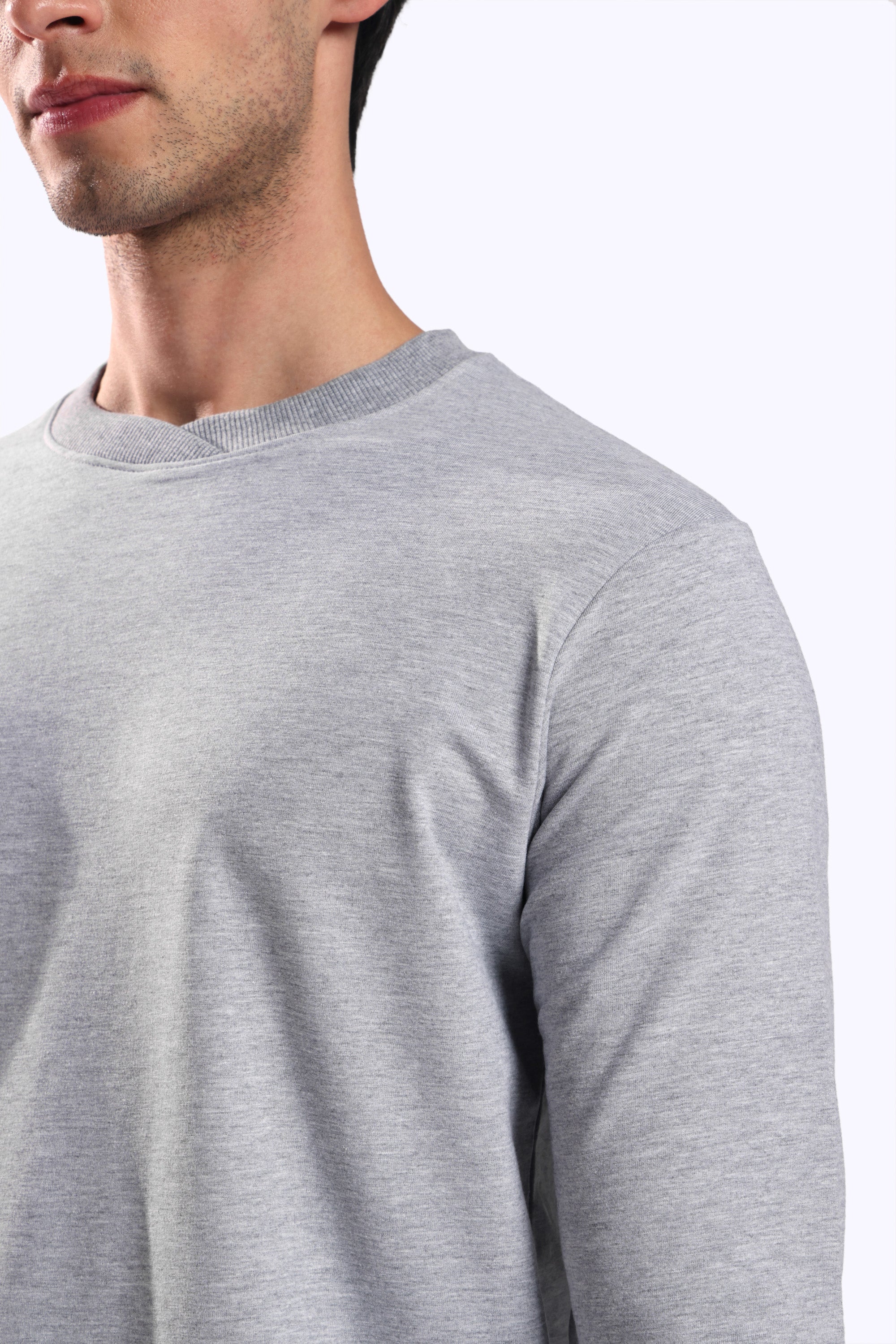 Rarebond's Grey Melange Full Sleeve Comfort Fit Round Neck Sweatshirt