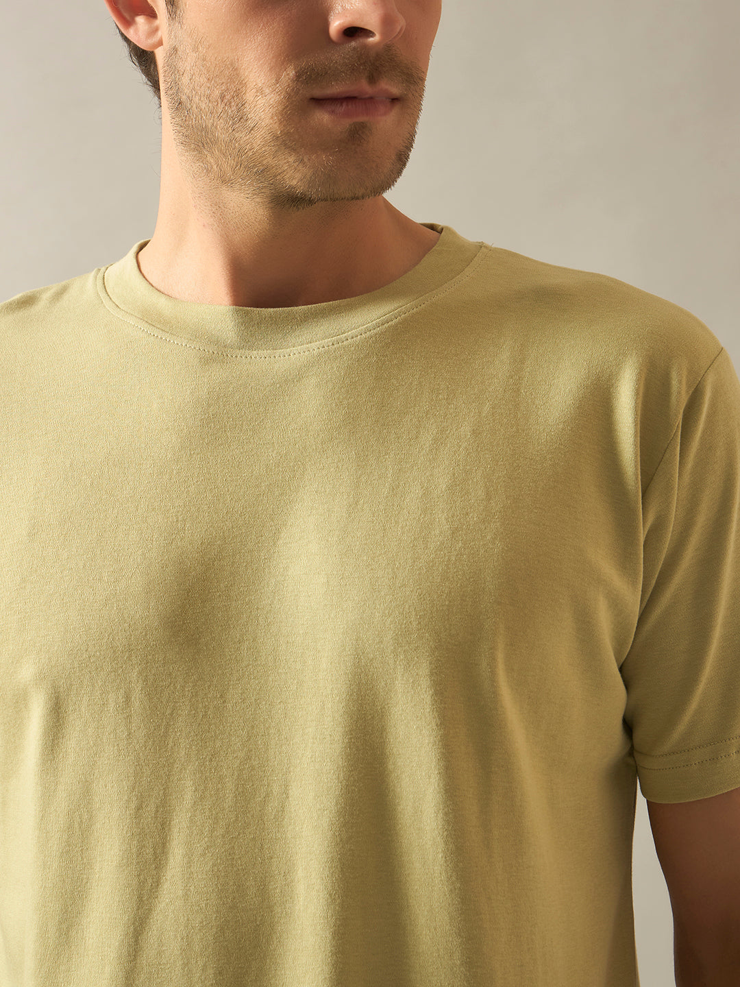 Bamboo Cotton Comfort Fit Round Neck Half Sleeves T-Shirt - Lt.Green