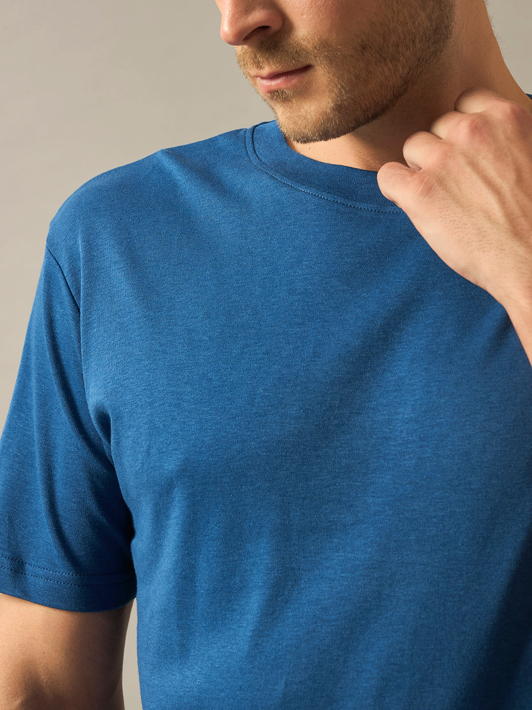 Bamboo Cotton Comfort Fit Round Neck Half Sleeves T-Shirt - Navy
