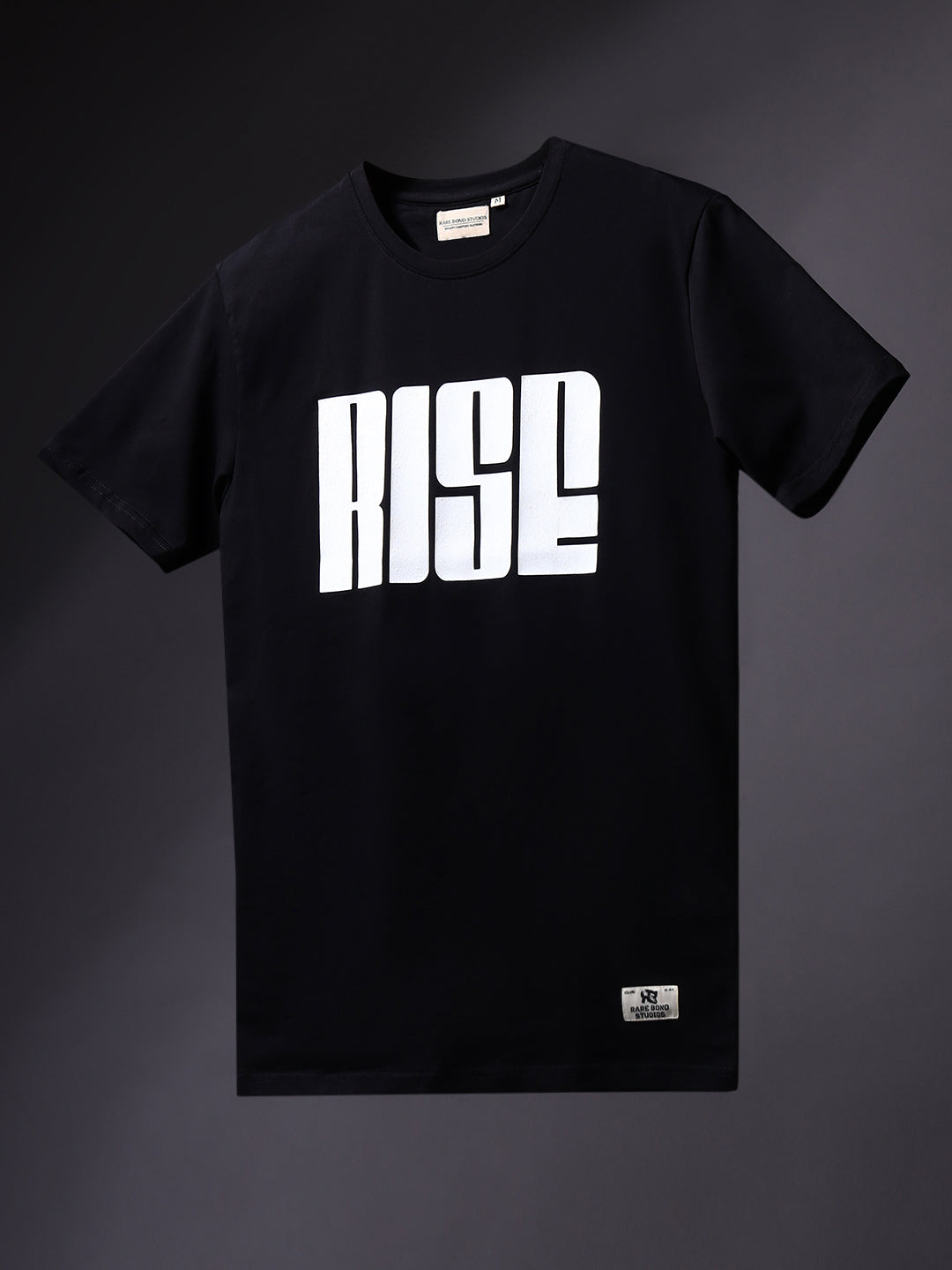 Rarebond's Rise Black Half Sleeve Comfort Fit T-shirt
