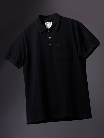 Rarebond Flow Half Sleeve Polo Neck Black Comfort Fit T-Shirt