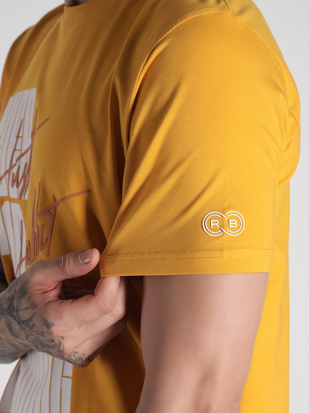 Rarebond's Hustle Habbit Yellow Half Sleeve Comfort Fit T-shirt