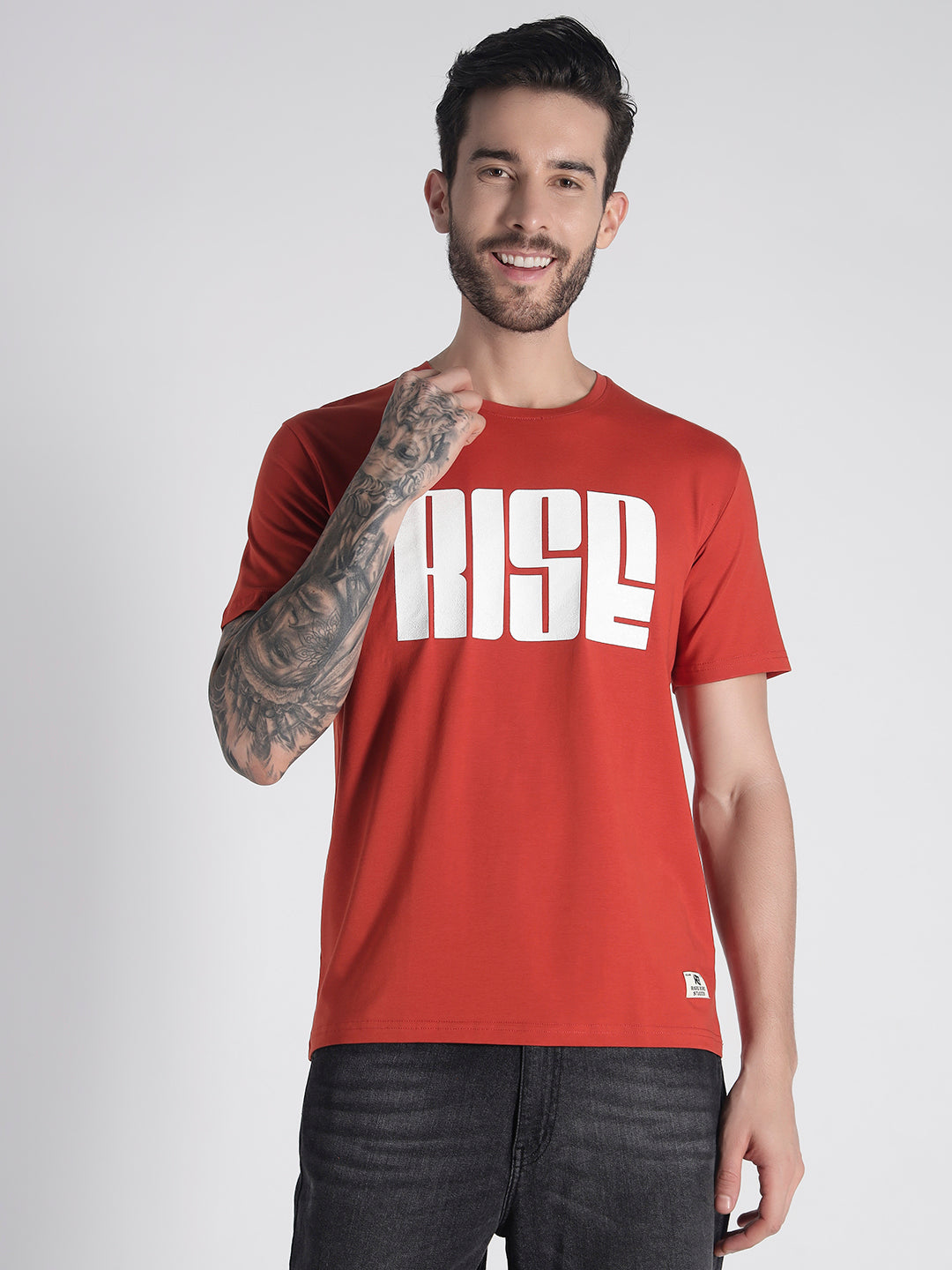 Rarebond's Rise Rust Half Sleeve Comfort Fit T-shirt