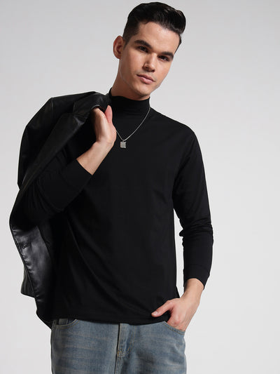 Rarebond Black Full Sleeves Comfort Fit High Neck