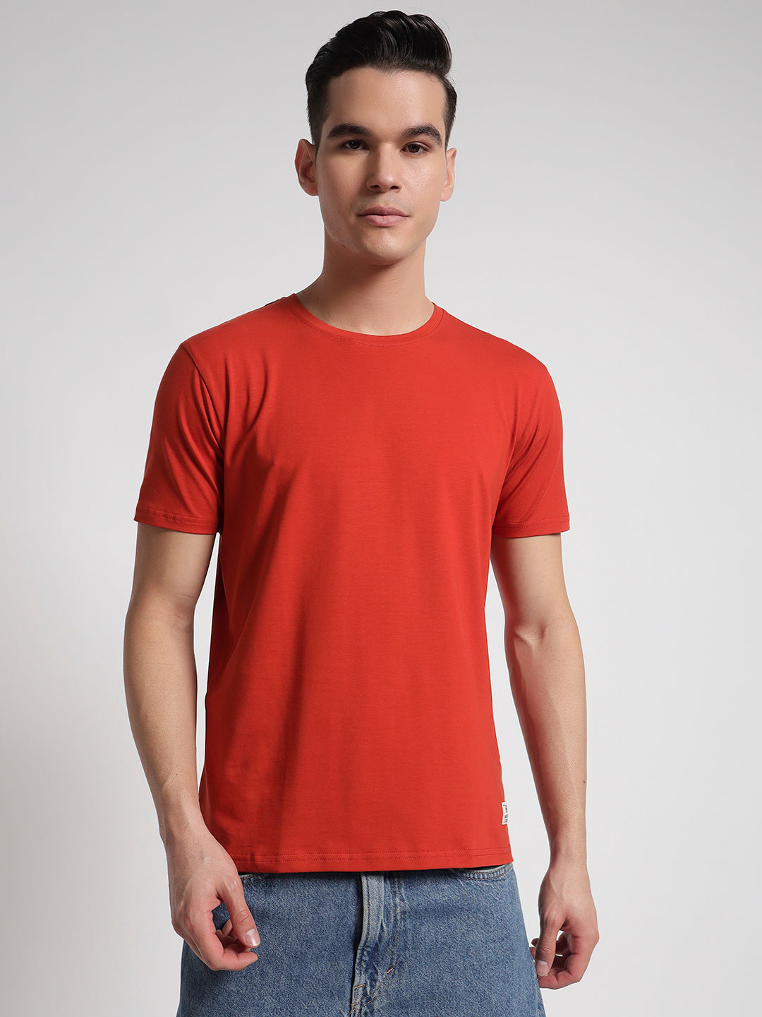 Rarebond Flow Half Sleeve Crew Neck Rust Comfort Fit t shirt