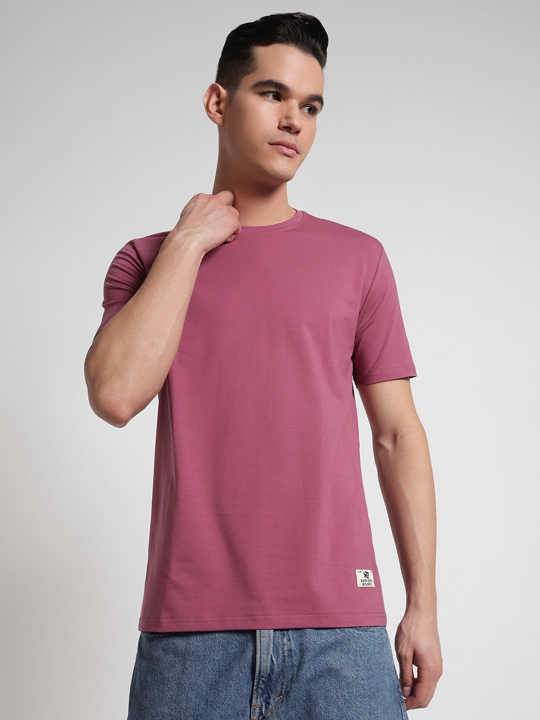 Rarebond Flow Half Sleeve Crew Neck Mauve Comfort Fit t shirt