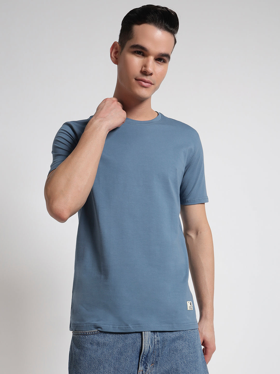 Rarebond Flow Half Sleeve Crew Neck Corn Flower Blue Comfort Fit t shirt