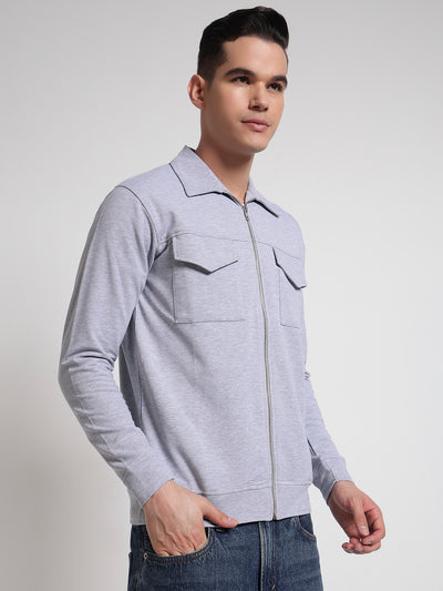 Rare Bond Grey Melange Full Sleeves Comfirt Fit Shacket