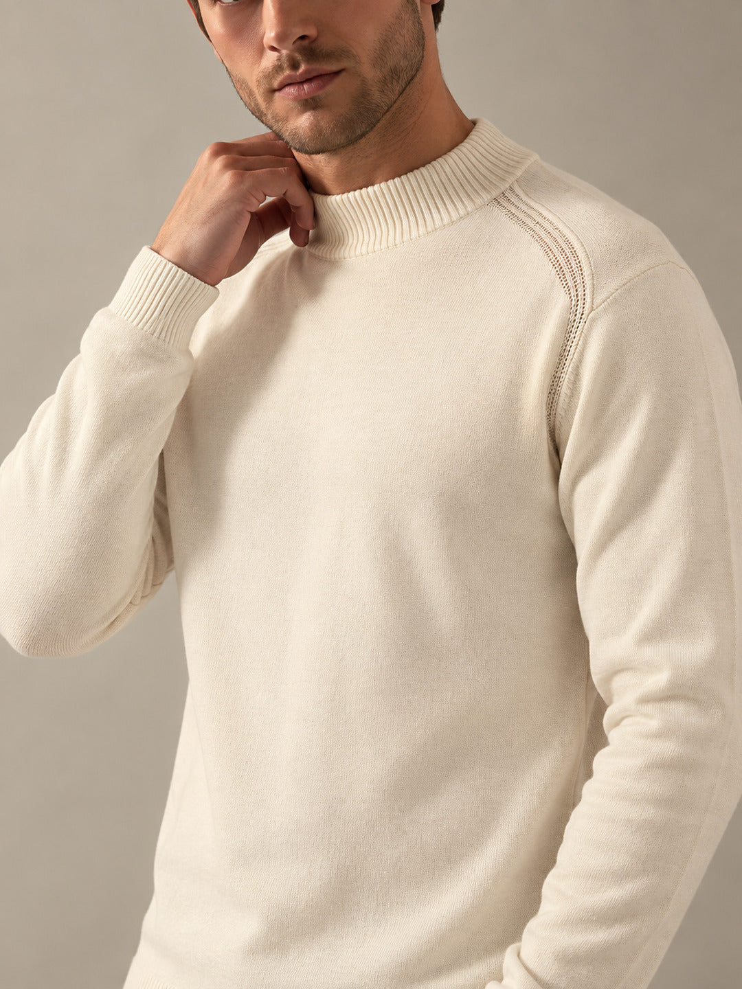 Rarebond's Nimbus Men's Off-White Knitted High Neck