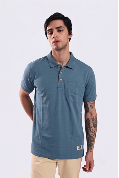 Rarebond Flow Half Sleeve Polo Neck Cornflower Blue Comfort Fit T-Shirt